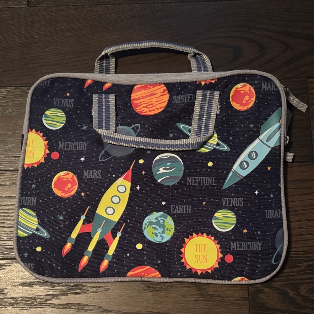 Pottery Barn Kids Space-Themed Laptop Bag/ Homework Holder. Excellent condition.